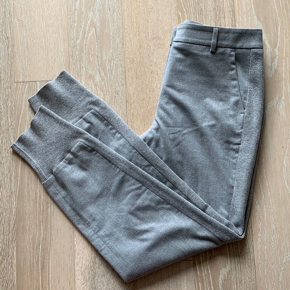 Peserico Side Stripe Rib Cuff 28" Trouser Grey Sz42